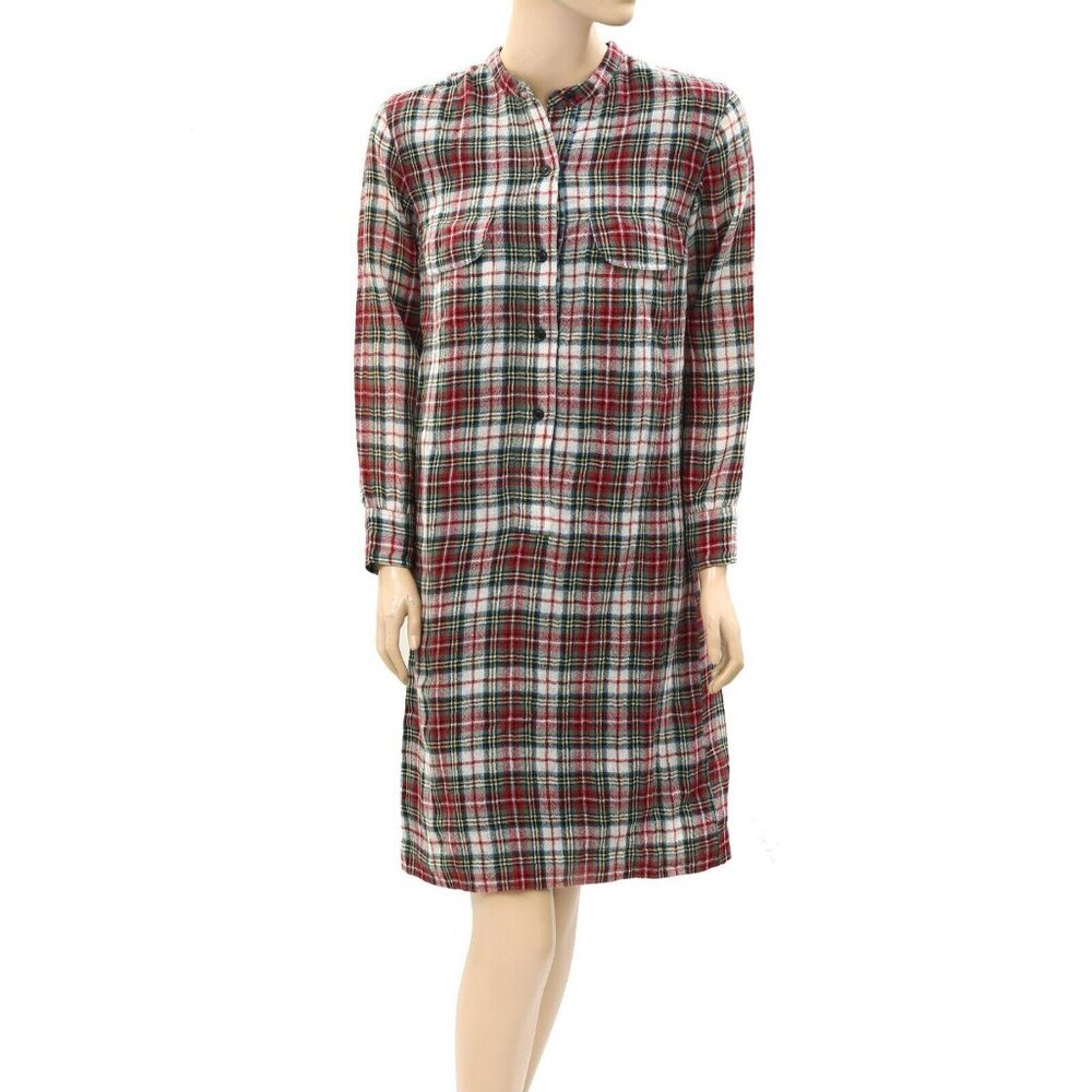 LAURENCE DOLIGE PARIS Plaid & Check Printed Mini Dress Cotton XS New